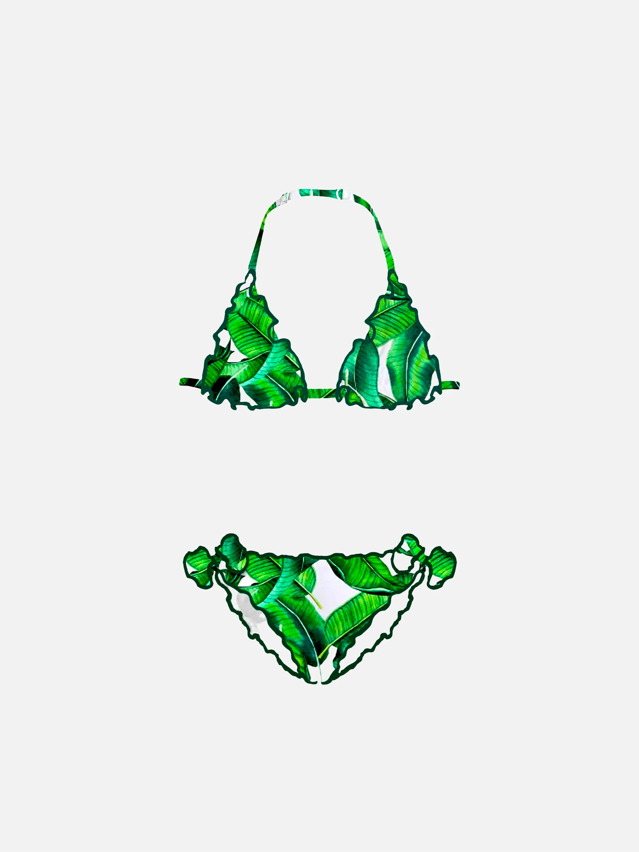 Triangelbikini voor meisjes met tropische print
