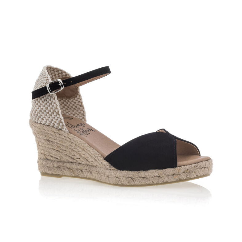 Zwarte espadrilles voor dames met touwzolen