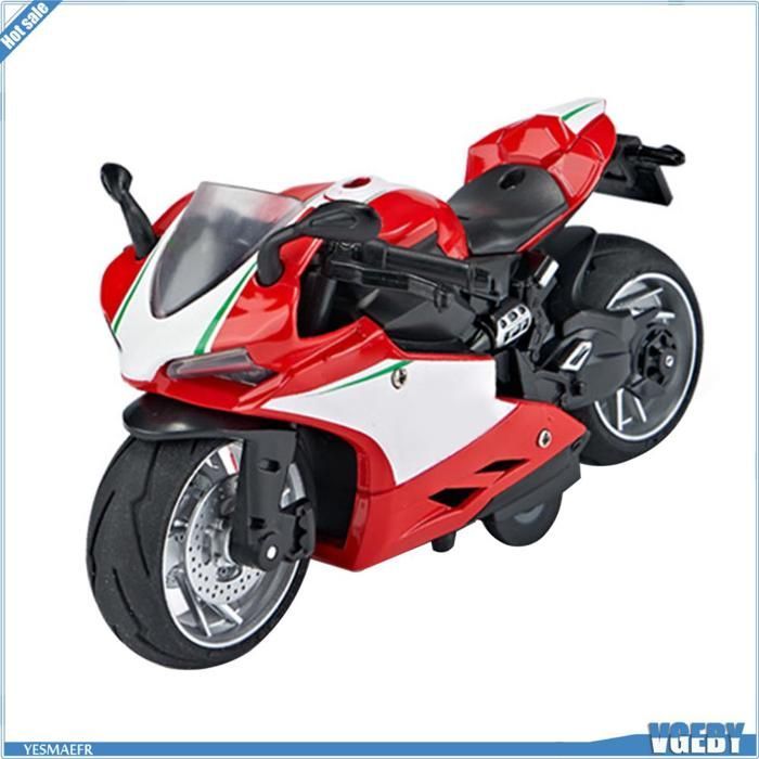 Modelo de motocicleta de juguete Ashata, escala 1:14, motocicleta de juguete de aleación de plástico con mecanismo de retroceso, sonido y juegos de actividades, color rojo.