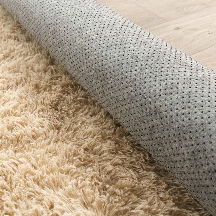Alfombra Paco Home de pelo largo y suave para sala de estar, de piel sintética, color beige suave, 160x220 cm