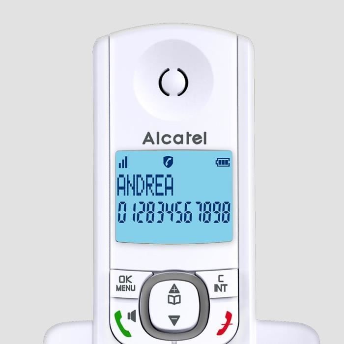 Teléfono inalámbrico - ALCATEL - F530 Duo - 2 terminales, bloqueo de llamadas, manos libres, 2 números de marcación rápida, blanco/azul