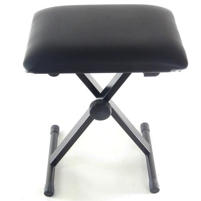 DynaSun Compact MKCH Style-X Banc de Piano Tabouret Noir hauteur Ajustable pour Clavier Piano Synthétiseur Workstation