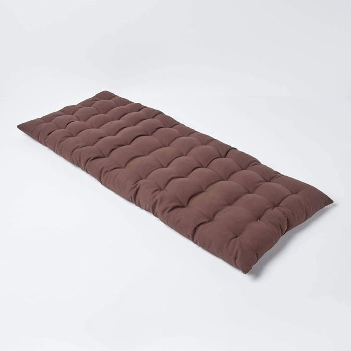 Cojín para banco de jardín - HOMESCAPES - Chocolate - 108 x 42 x 5 cm - Alfombra - Algodón y poliéster - Exterior