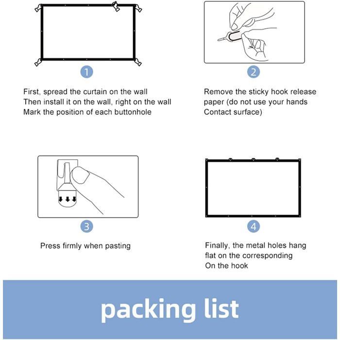100 Inch 16:9 HD Projector - Portable Indoor/Outdoor Screen - Foldable - Double-Sided Projection - Soft Curtain [YE125]