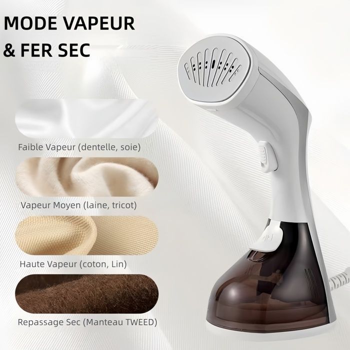 Vaporizador de ropa, plancha portátil, 1500 W, 250 ml, 25 g/min. Vaporizador de mano, 3 modos de vapor, ideal para el hogar y los viajes.
