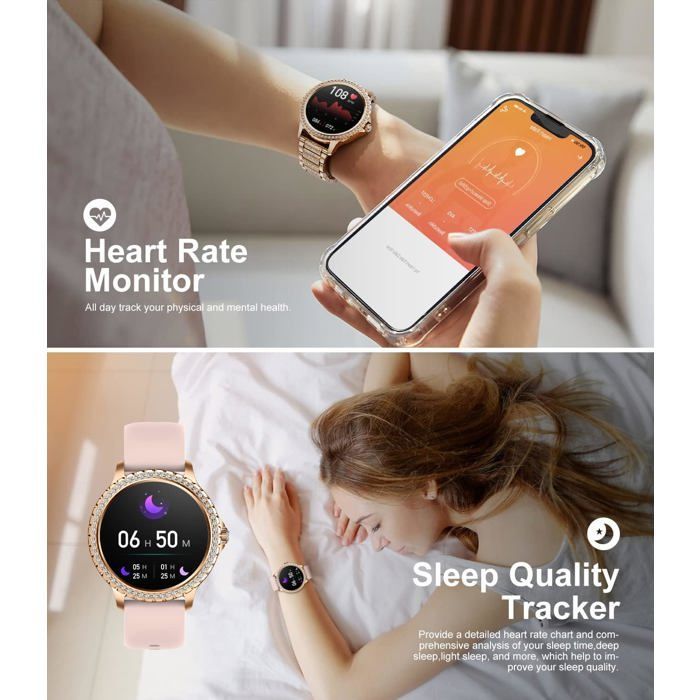 Reloj inteligente para mujer con llamadas Bluetooth, pantalla de 1,32