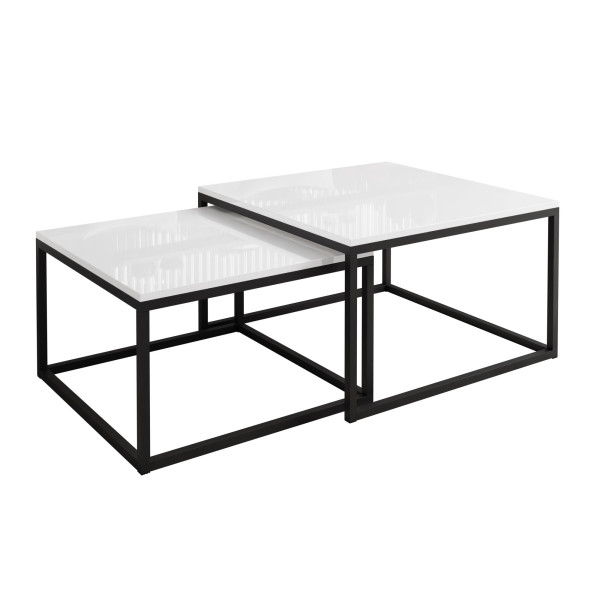 Ława Yoshi 2w1 stolik kawowy - Biały połysk - 36 cm / 42 cm