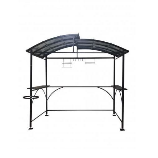 Cochera de acero de doble techo para barbacoas, 2,63 x 1,50 x 2,40 m, gris antracita, CAR2415AC, Habrita Foresta