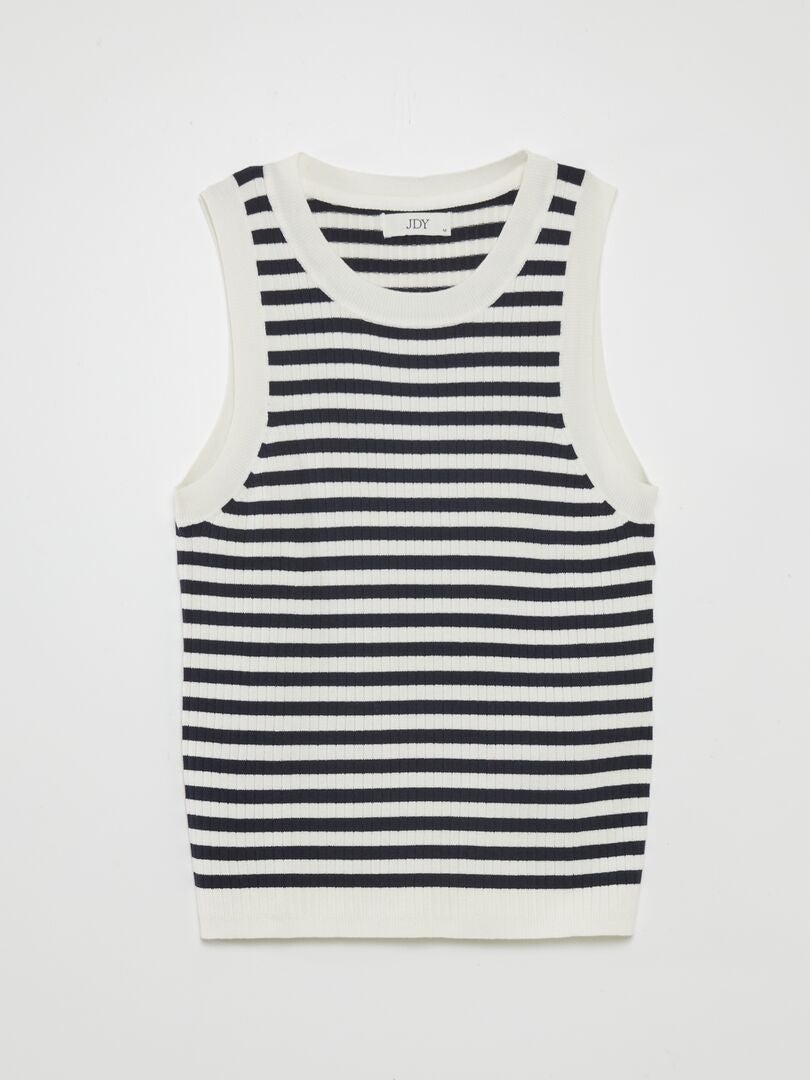 'JDY' gestreepte gebreide tanktop met ribbels - WIT