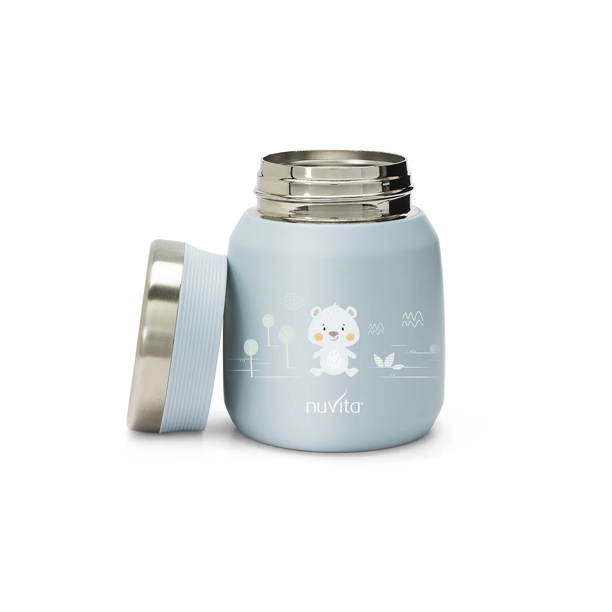 NUVITA Thermos Nuvita en acier inoxydable pour aliments liquides/solides, bleu, 300 ml, fermeture hermétique pour aliments pour bébés et bouillons