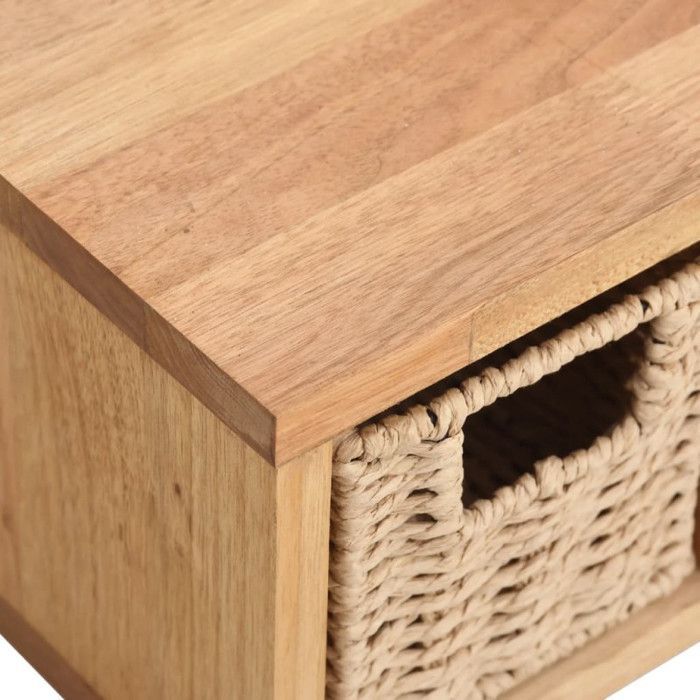 Estantería de pared vidaXL con cestas 62x18x16 cm Madera maciza de nogal 350370