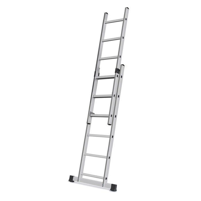 HOGE modulaire 2-delige aluminium ladder, steiger, trapladder, werkplatform, 6 treden