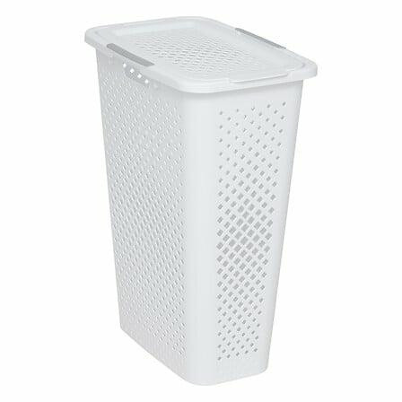 Kosz na pranie 42l plastikowy biały z pokrywą