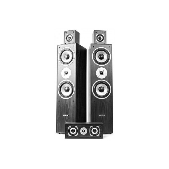 Sistema de Home Cinema Fenton 5.0 - 335W RMS - Caixas Acústicas Torre de 3 Vias - Graves Profundos - Acabamento em Madeira Preta