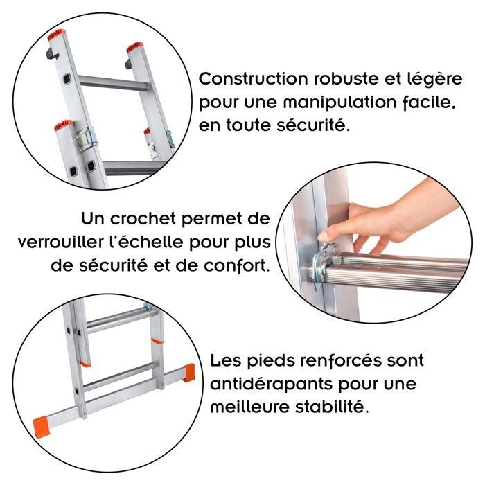 Opklapbare ladder - MY DESIGN FURNITURE - 2 delen - Lichtgewicht aluminium - 6 treden - Draagvermogen 150 kg