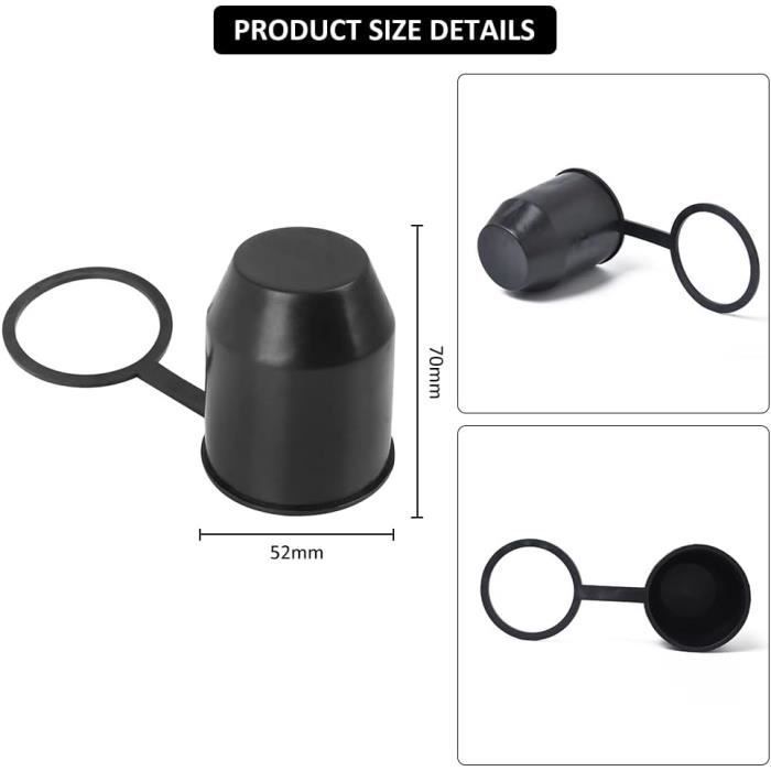 Tapa para enganche de remolque - Resistente al polvo y al agua - Plástico - 2 unidades - 52 mm