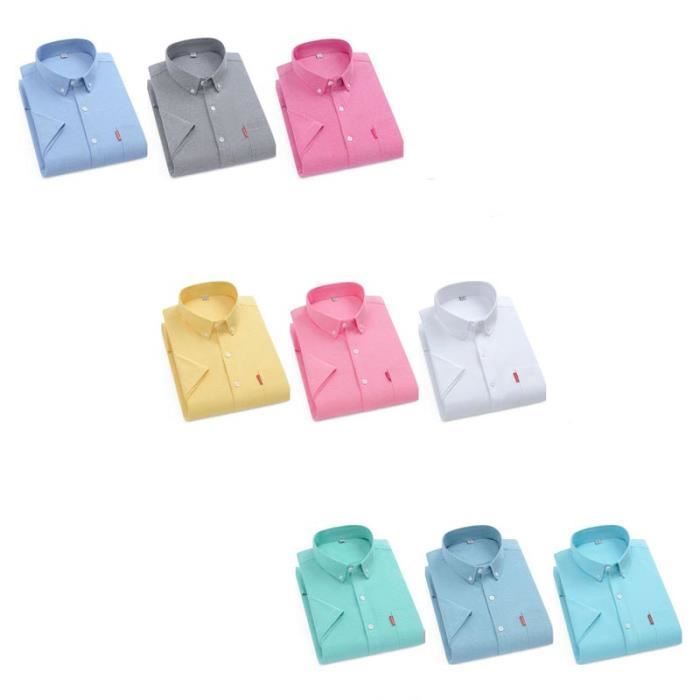 Camicia Oxford da uomo a maniche corte in cotone - INSFITY - Grigio