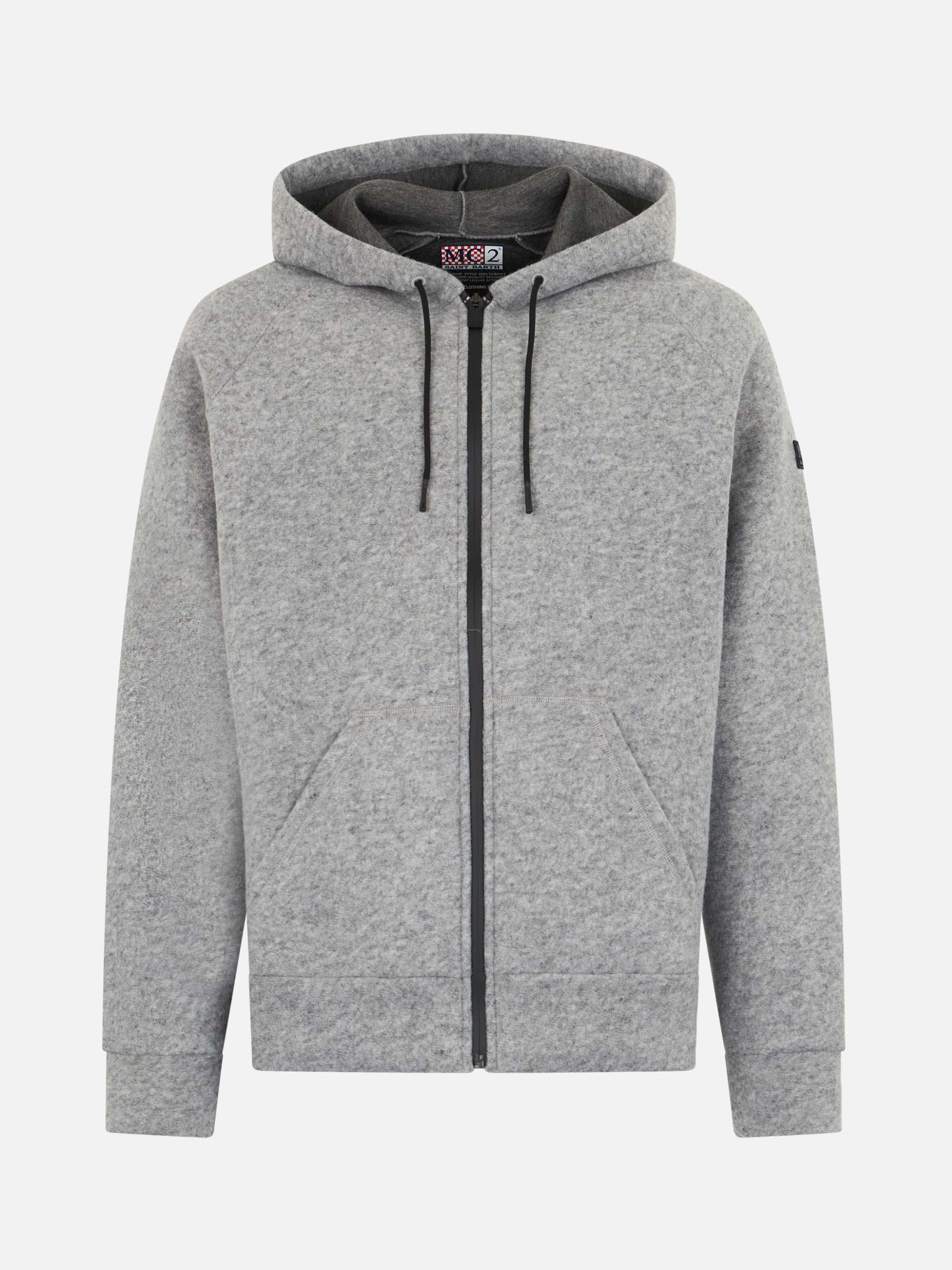 Carrel herensweatshirt in grijs gemêleerd scuba technisch materiaal.