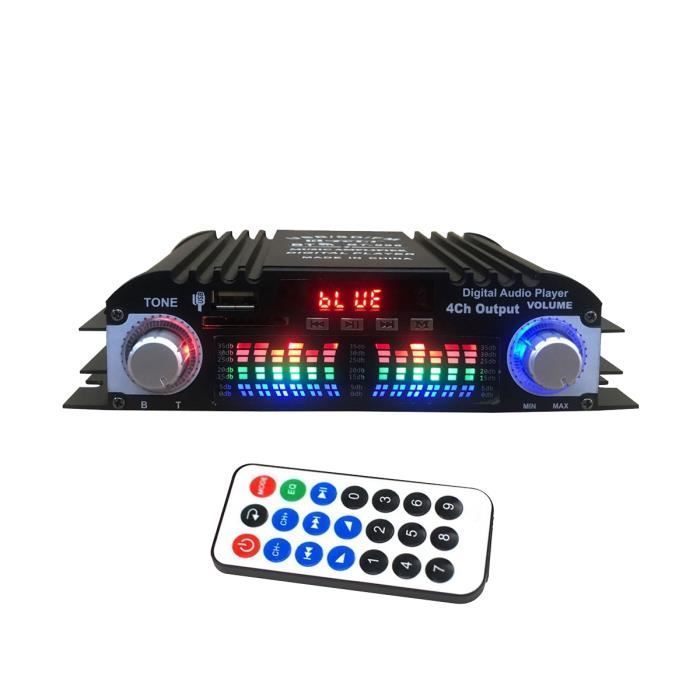 Amplificador de audio Bluetooth 5.0, amplificador de sonido digital HiFi de 4 canales para sistemas de audio domésticos y de automóviles.