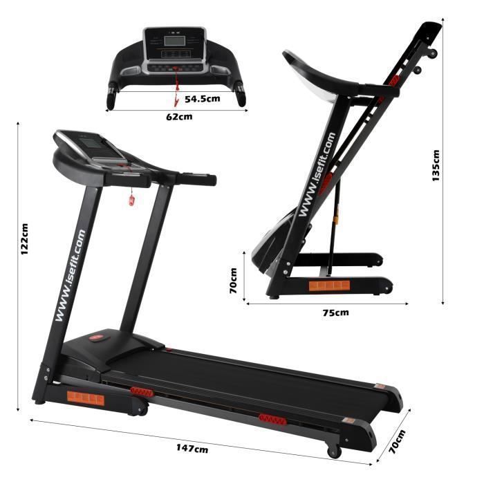 Tapis de Marche/Course  Electrique Pliable,LCD 12 Programmes Verin hydraulique Bluetooth SY-T2710