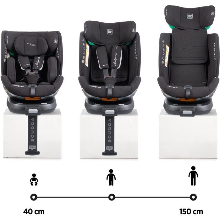 Silla de coche - BABYAUTO - SCUDDA - Grupo 0/1/2/3 - 40/150 cm - Talla única - Giratoria - Reclinable - Reductor - Pata de apoyo - Antracita