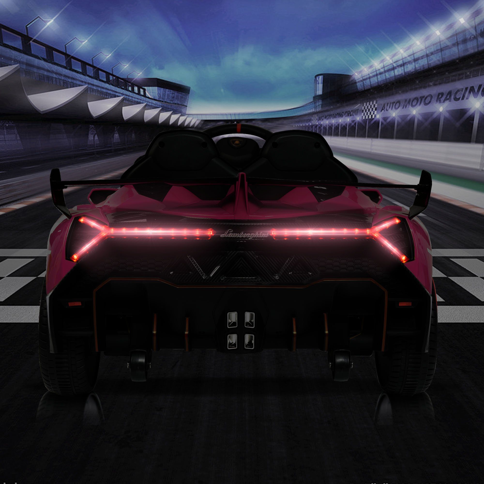 REDOM sähköinen lastenauto LAMBORGHINI VENENO 2 moottoria, Bluetooth, pariovet, 3 nopeutta, MP3-musiikkia, sopii 3-vuotiaille ja sitä vanhemmille lapsille