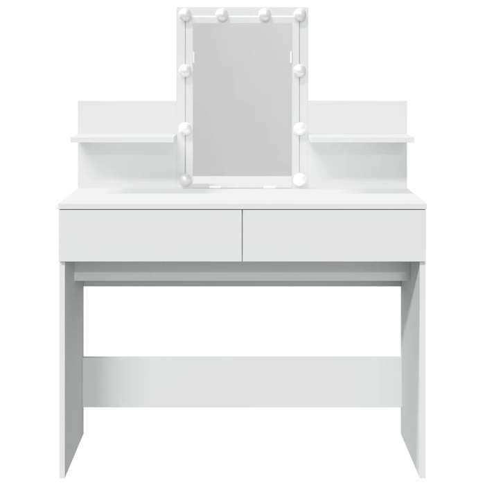 Coiffeuse - vidaXL - LED - Blanc - 100x40x130 cm - 2 tiroirs