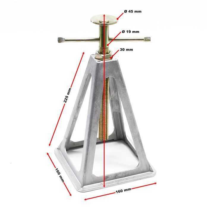 Juego de 4 soportes estabilizadores Wiltec – Aluminio y acero – Capacidad de carga 900 kg/pieza – Altura ajustable 28-43 cm – para camping