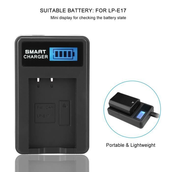 Cargador de batería USB AYNEFY para LP-E17, puerto de carga USB de una sola ranura con pantalla LCD para Canon