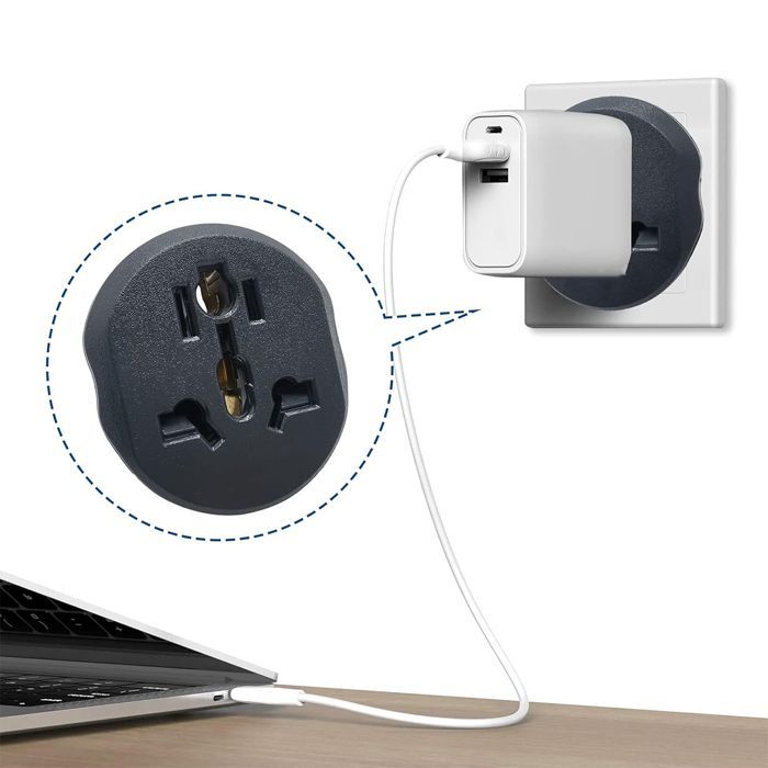 Adaptador de viaje universal con enchufe tipo E/F de Francia a EE. UU., Reino Unido, China, Italia y Suiza -Yuan Yuan-