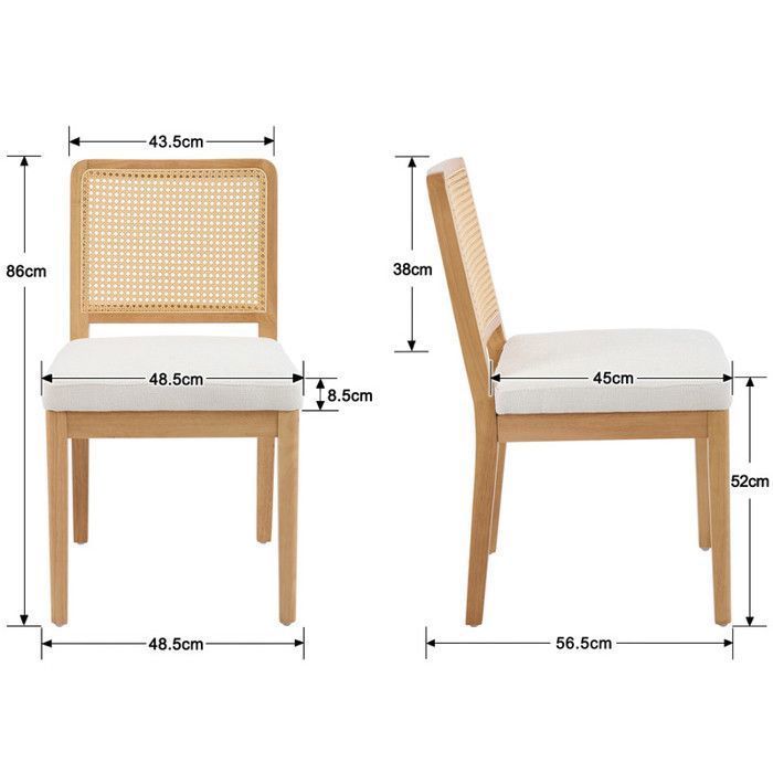 Set di 2 sedie da pranzo Chairus, sedie da cucina con schienale in rattan per soggiorno, ciniglia,