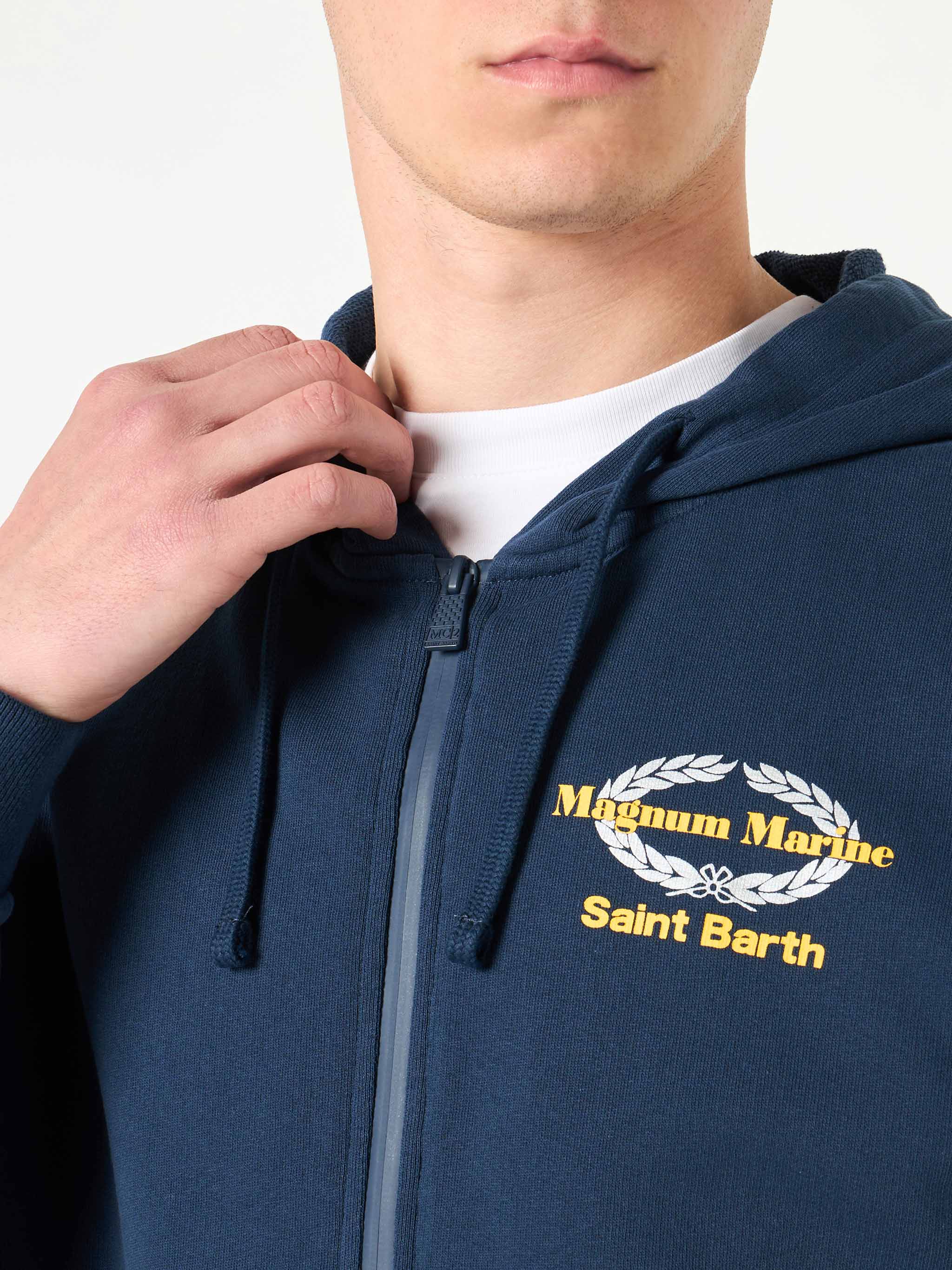 Magnum Marine Saint Barth geborduurde blauwe katoenen hoodie