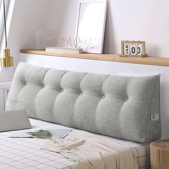 MIPAN Großes Lesekissen – 180 cm – Langes Sofakissen – Für Sofa, Rückenlehne, Bett, zum Lesen – Hellgrau