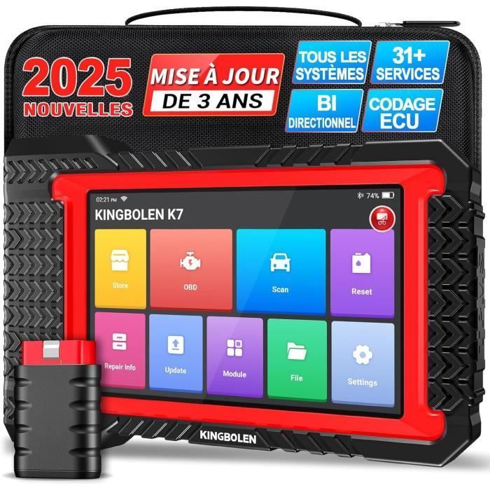Herramienta de diagnóstico automotriz KINGBOLEN - K7 - 31 servicios - Codificación de ECU - Pantalla LCD de 7 pulgadas