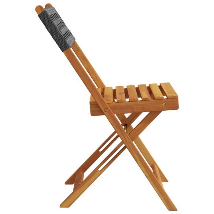 Sedie da giardino pieghevoli - vidaXL - Set da 8 - Nere - Poly rattan - Legno massello di acacia - 41x52,5x80 cm