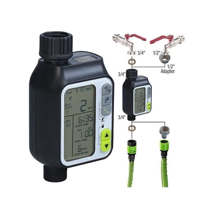 Temporizador de riego digital Royal Gardineer - Sensor de lluvia - Riego automático - Blanco