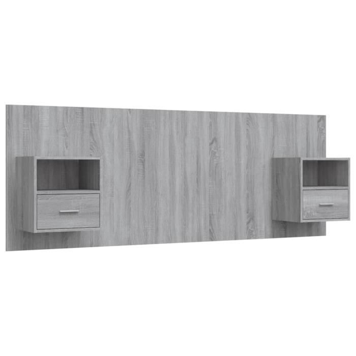 Cabeceira vidaXL com armários, madeira engenheirada cinza Sonoma 3115698