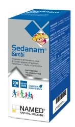 xarope Sedanam Bimbi de 200 ml, um suplemento alimentar, promove o sono e o relaxamento mental.
