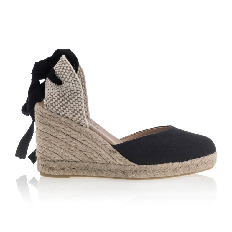 Zwarte espadrilles voor dames met touwzolen