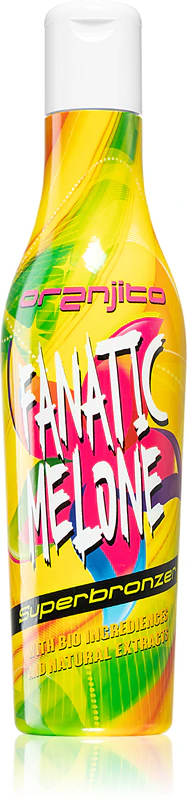Loção bronzeadora Oranjito Fanatic Melone Superbronzer com biocomponentes e acelerador de bronzeamento.