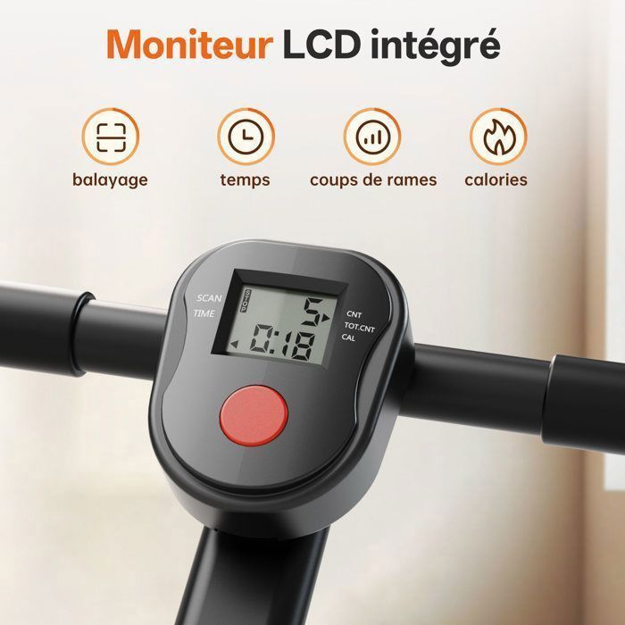 Vogatore da interno - JOROTO - MR10B - 12 livelli di resistenza - Pieghevole (risparmio di peso del 70%) - Schermo LCD - Bluetooth - 120 kg