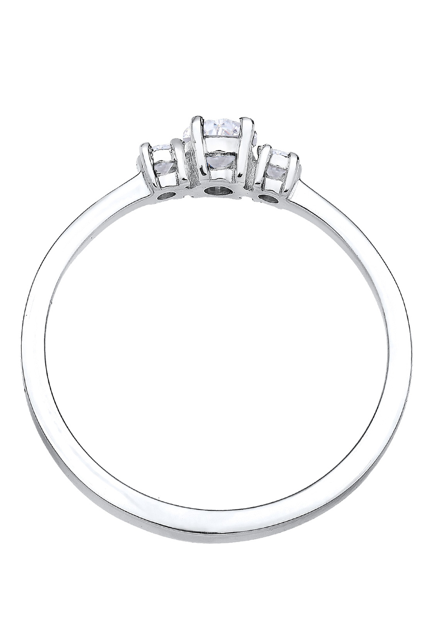 Elli Anneau d'enclenchement Engagement Cristaux de Zircone 925 Argent