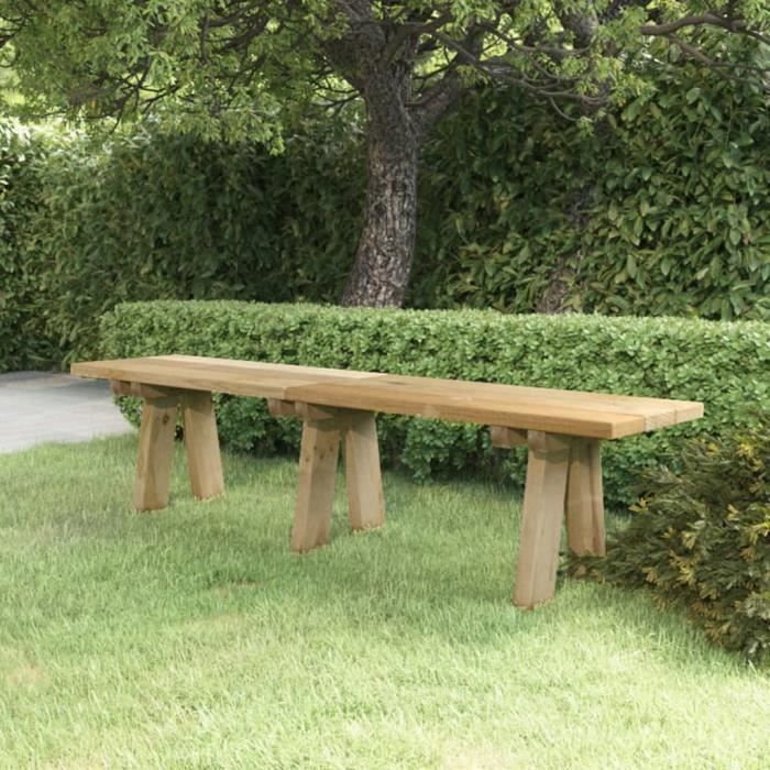 Banco de jardín - AKOZON - 160 cm - Madera maciza de pino - Resistente a la corrosión - 3 plazas