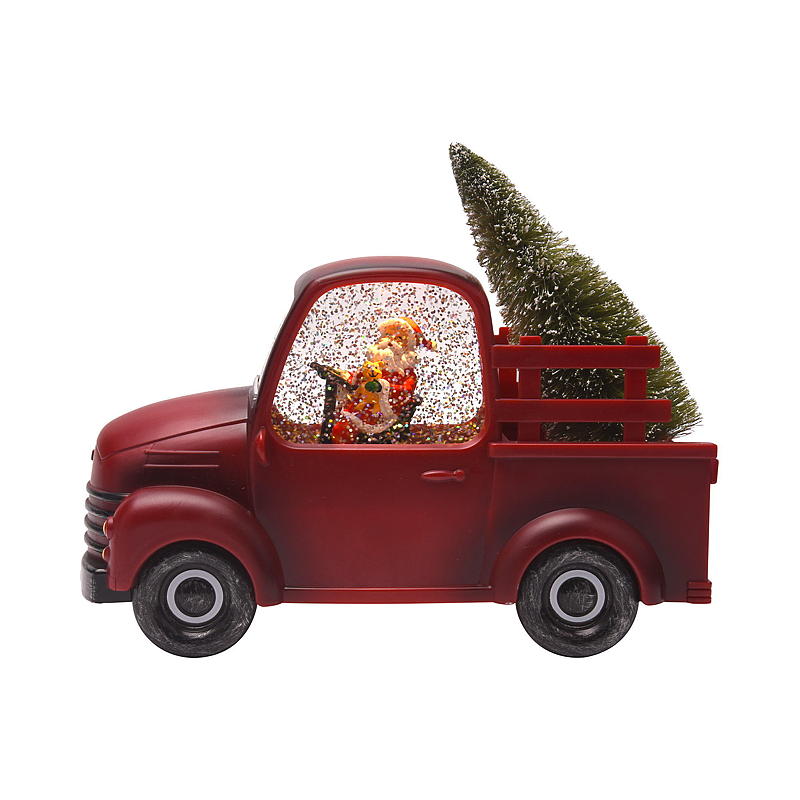 Huistruck met LED-verlichting 15,5x7x23 cm met water en glitter