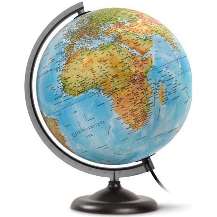 Globo terráqueo iluminado - JPC - Kit GLOB N - Diámetro 30 cm - Cartografía física y política