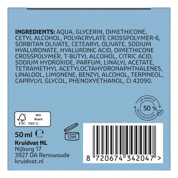 Kruidvat Hydrate Hyaluron Water Gel<br>50ml - Suha in občutljiva koža