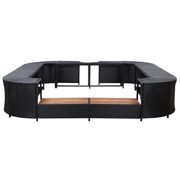 Marco de spa cuadrado vidaXL negro 268x268x55 cm Resina tejida