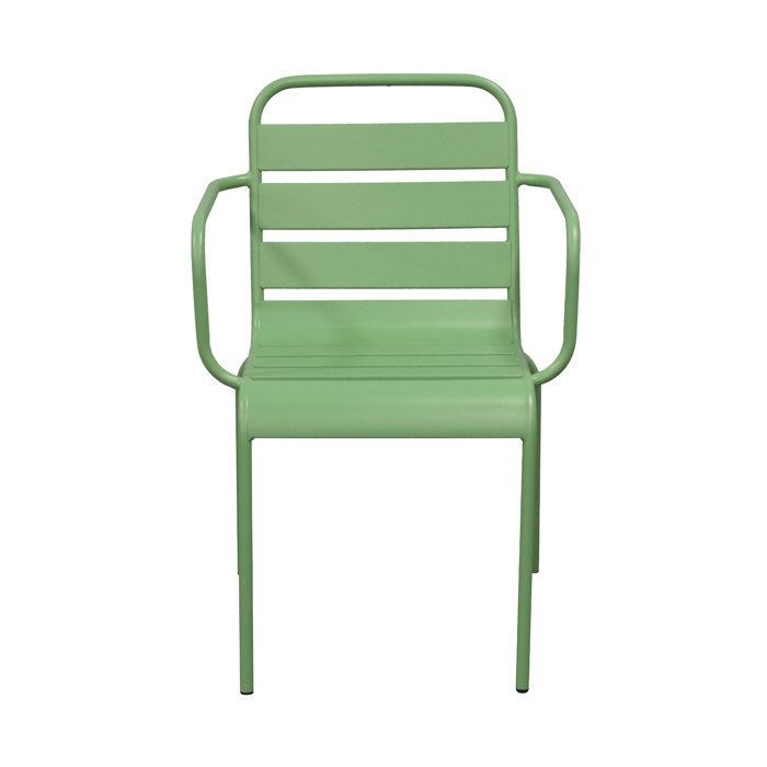 Ensemble table de jardin 110 cm + 4 fauteuils en métal vert - BACA
