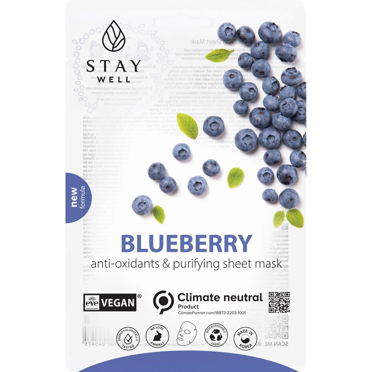 Mask Vegan Sheet Mask - BLUEBERRY - Maschera Purificante viso