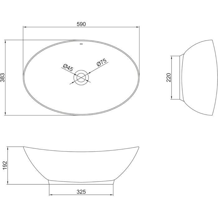 Lavabo de encimera blanco de 59 cm con lavamanos, Doporro Brussels818, 59x38x19cm